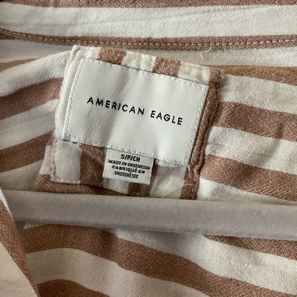 American Eagle Go Big Beach Shirt, Oversized Stripe Button Up - Picture 2 of 3